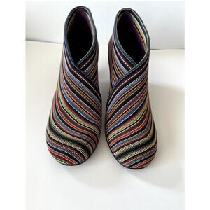 United Nude Fold Sense Ankle Bootie Black/Striped multi Stretchy uppers Sz EU 39